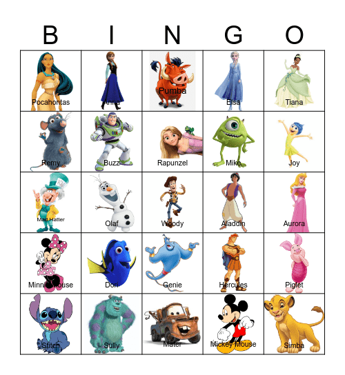 Disney Bingo Card