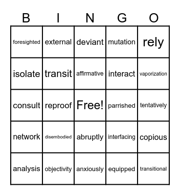 Future Technology Bingo Card