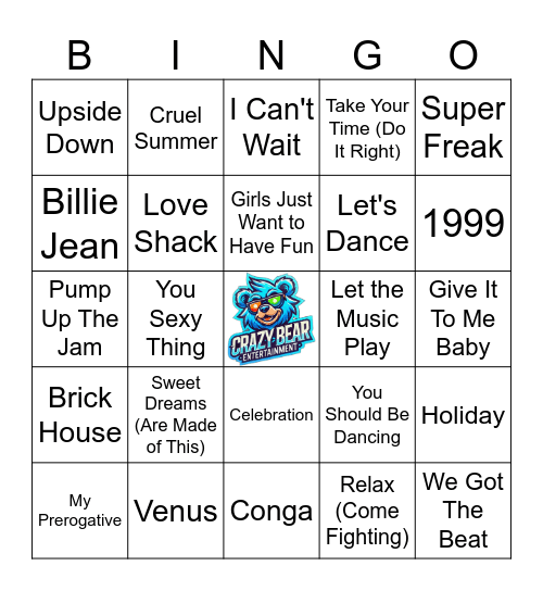 80'S DANCE PARTY Bingo Card