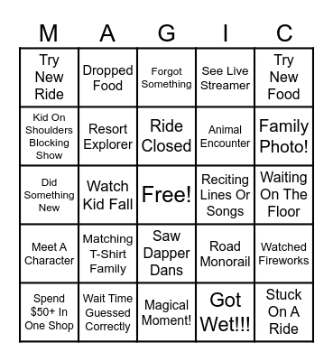 Disney World Bingo! Bingo Card