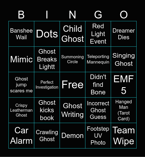 Dream Team Bingo Fun Bingo Card