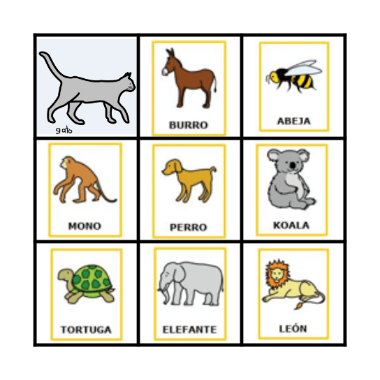 Bingo alfabetico animal Bingo Card