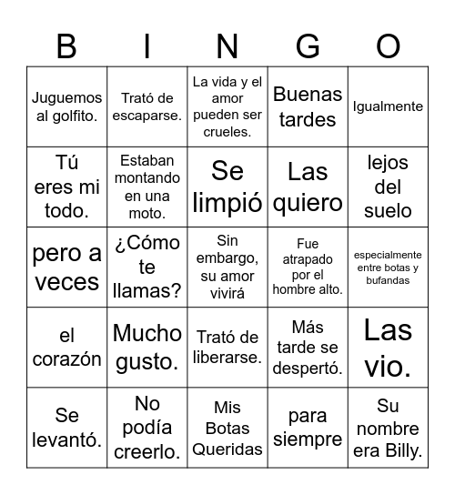 Billy y las Botas 1 (B) Bingo Card