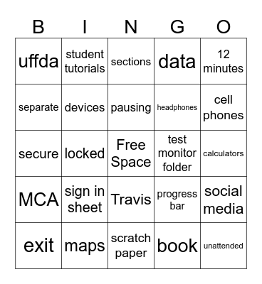 MCA Bingo Card