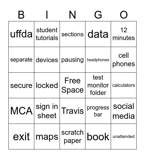 MCA Bingo Card