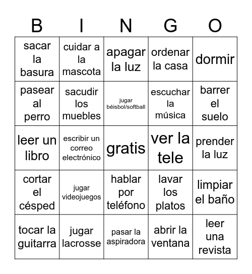 Desafíos 3 y 4 vocabulario Bingo Card