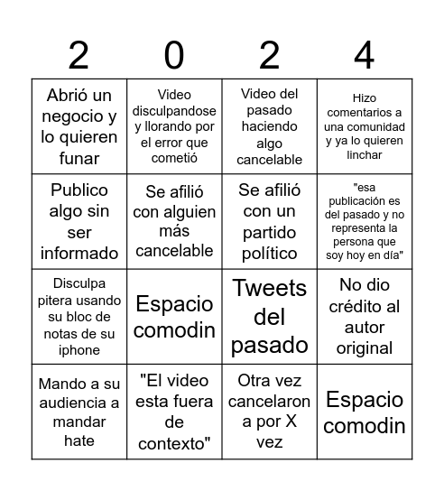 Influencers mexicanos cancelables Bingo Card