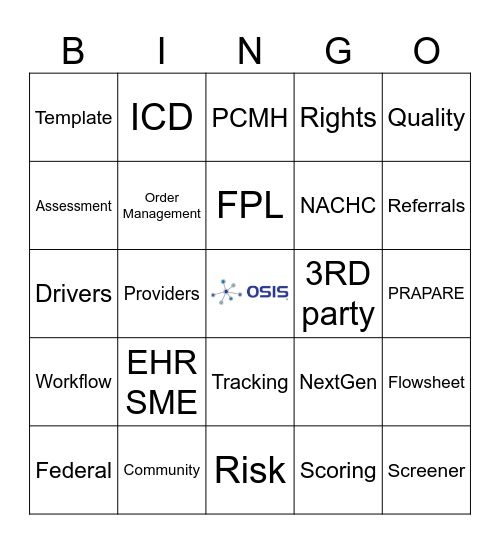 PRAPARE Bingo Card