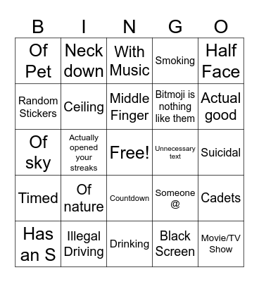 Snap Streaks Bingo Card