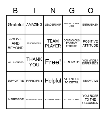 Employee Appreciation! Bingo Card