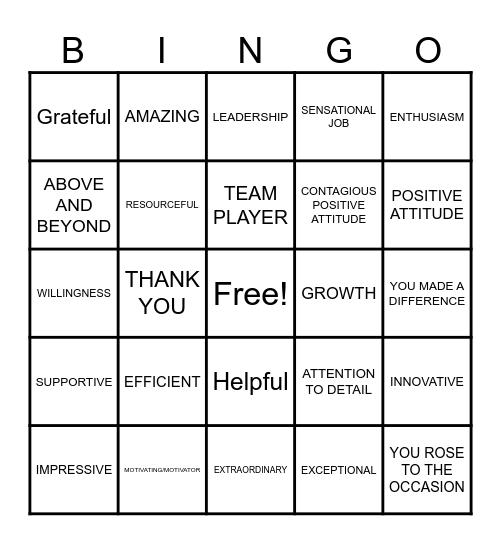 Employee Appreciation! Bingo Card