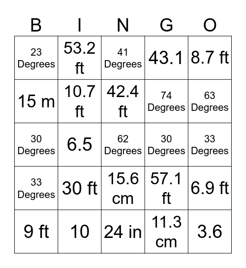 Term 1 Review Bingo Card