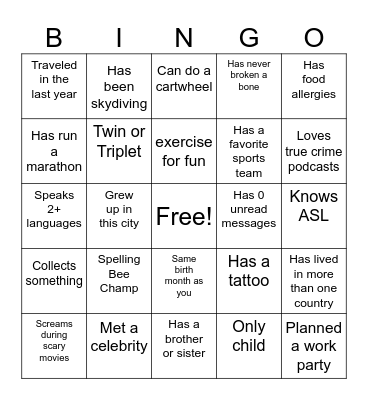 ICEBREAKER BINGO Card