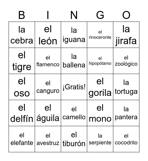 Sp2:  Vocabulario, pp. 182, 183 Bingo Card