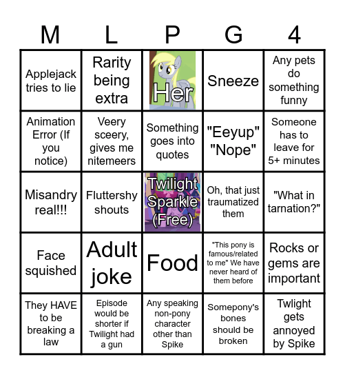 MLP:FiM Watchparty Bingo Card