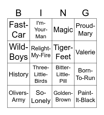 DKR Music Bingo #5 Bingo Card