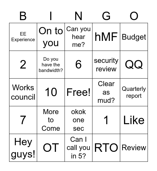 WPP Bingo Card