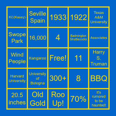 College Loteria Bingo Card