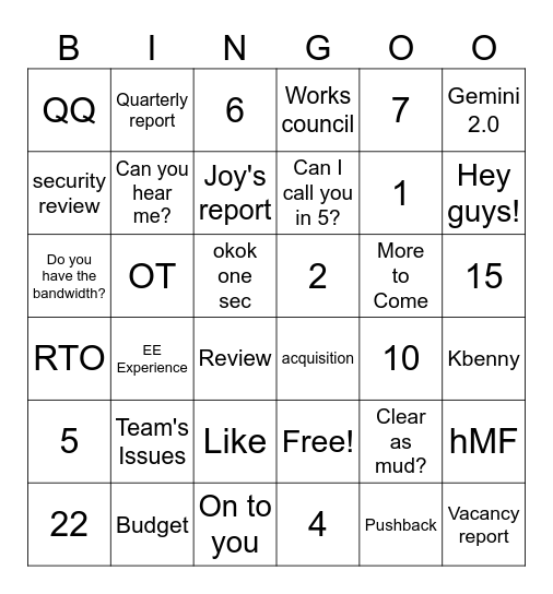 WPP Bingo Card