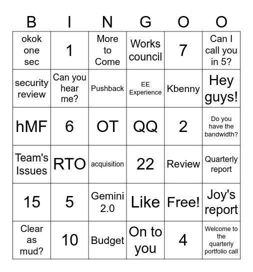 WPP Bingo Card