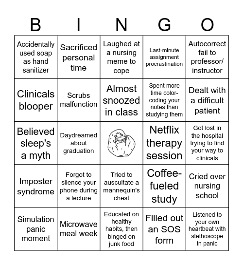 Nurse Burnout- Student Edition Bingo Card