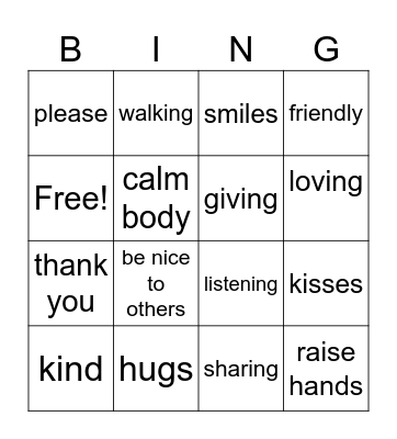 Acts of Kindness Bingo Card