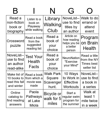 Exercise Your Mind--Read! Bingo Card