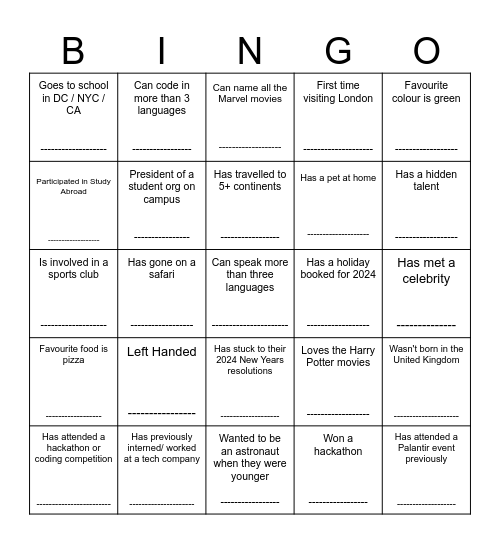 Palantir Launch Bingoo Bonanza Bingo Card