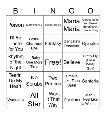 MM 90's #4 Bingo Card