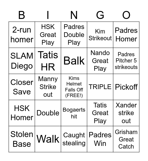 PADRES BINGO Card