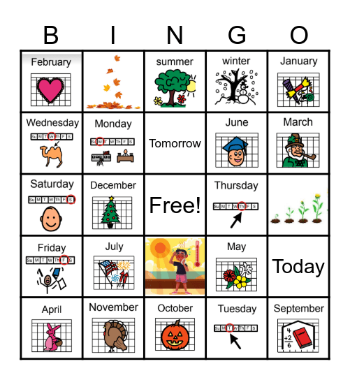 Calendar Bingo Card