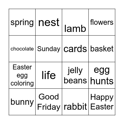 Easter Bingo Card