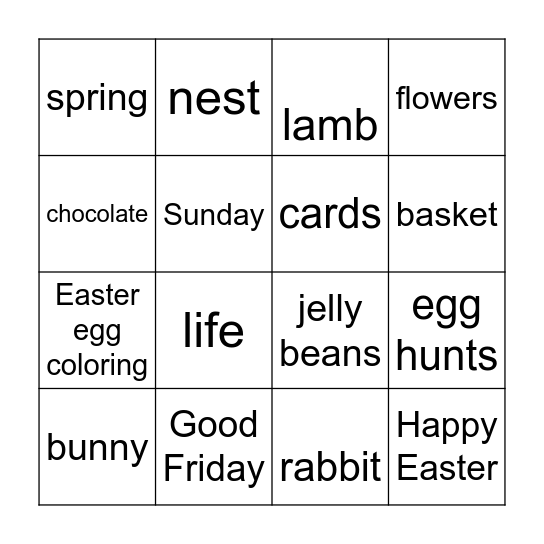 Easter Bingo Card