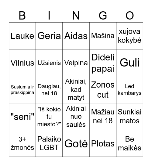 ome bongo Bingo Card