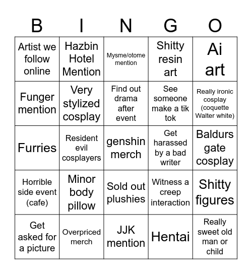 Comic-Con 2024 Bingo Card