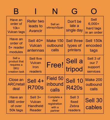 Sales Bingo Card