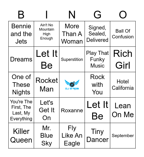 1970’s Hits Bingo Card