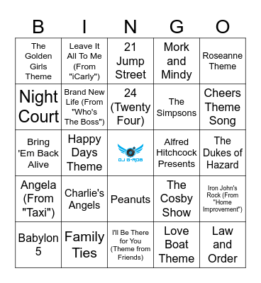 TV Themes 2 Bingo Card