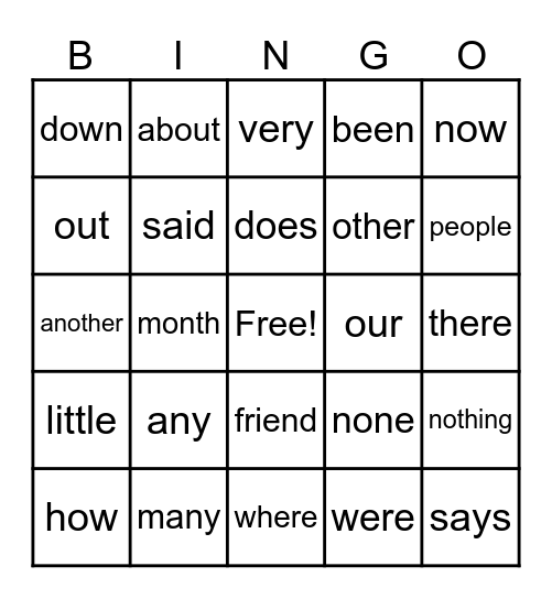 Heart Word BINGO <3 Bingo Card