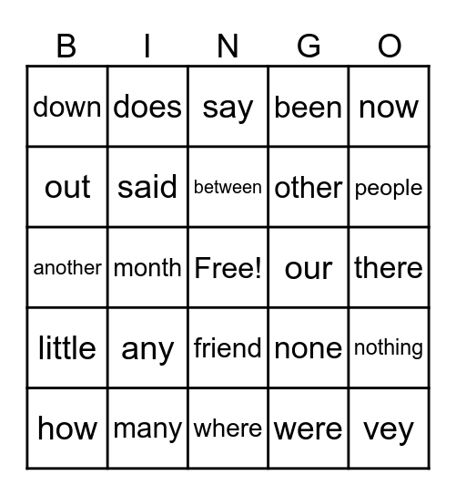 Heart Word BINGO <3 Bingo Card