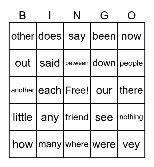Heart Word BINGO <3 Bingo Card