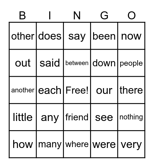 Heart Word BINGO <3 Bingo Card