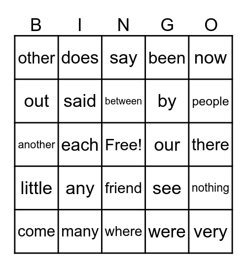 Heart Word BINGO <3 Bingo Card