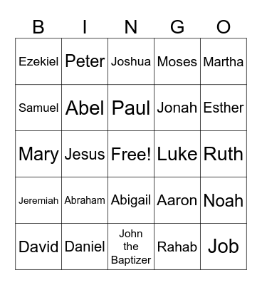 BIBLE Bingo Card