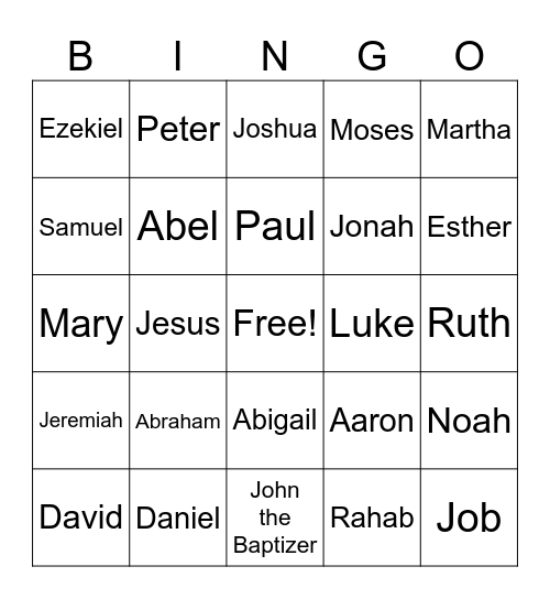 BIBLE Bingo Card