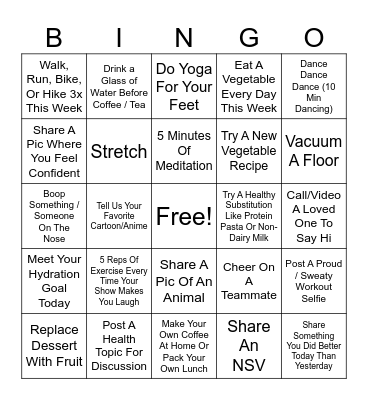 Team Mothman - Week 2 Bingo Card