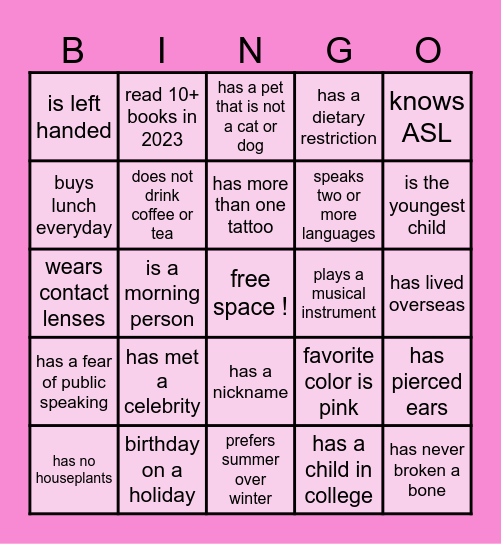 MDL LAB WEEK BINGO Card