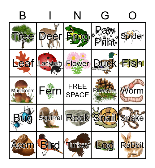 Nature Bingo Card