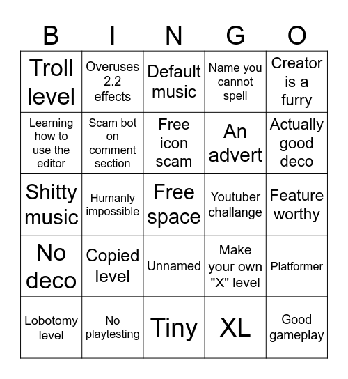Gd recent tab bingo sheet Bingo Card