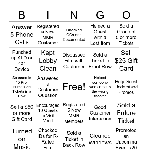 Box Bingo Card